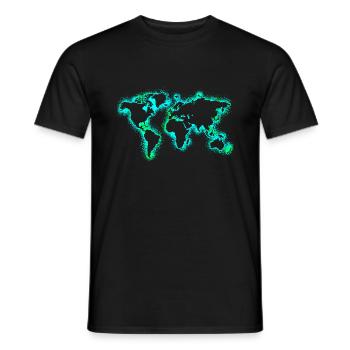 Weltkarte Erde Landkarte Earthday Neonblau - Männer T-Shirt - Schwarz - Vorne - AI Model Male 178 light (178cm)