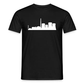 Centrale nucléaire, centrale nucléaire, centrale électrique, tours de refroidissement - T-shirt homme - noir - Devant - AI Model Male 178 light (178cm)