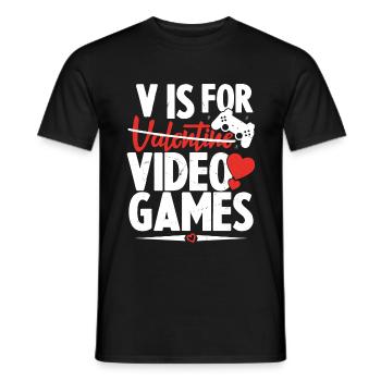 V ist für Videospiele Lustiger Valentinstag - Männer T-Shirt - Schwarz - Vorne - AI Model Male 178 light (178cm)