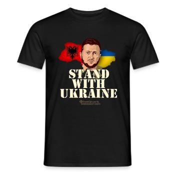 Albania Stand with Ukraine - Men's T-Shirt - black - Front - AI Model Male 178 light (178cm)
