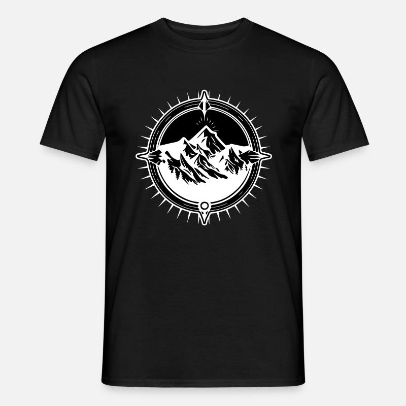 Symbole de voyage Compass Mountains - T-shirt homme - noir