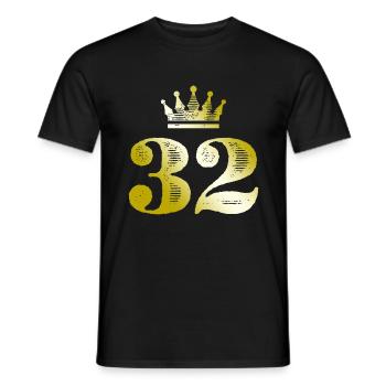 32 Chiffre Couronne Or - T-shirt homme - noir - Devant - AI Model Male 178 light (178cm)