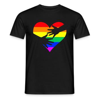 Rainbow Heart Hands LGBTQ CSD - Men's T-Shirt - black - Front - AI Model Male 178 light (178cm)