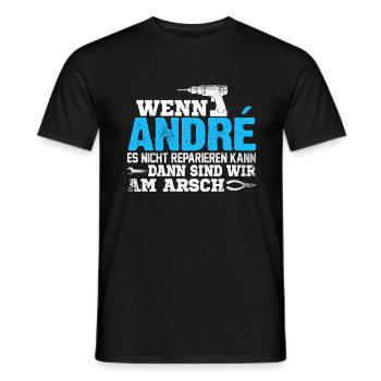 ANDRÉ - kann es reparieren - Männer T-Shirt - Schwarz - Vorne - AI Model Male 178 light (178cm)