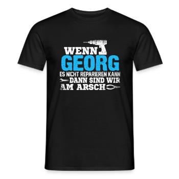 GEORG - kann es reparieren - Männer T-Shirt - Schwarz - Vorne - AI Model Male 178 light (178cm)