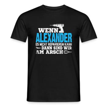 ALEXANDER - kann es reparieren - Männer T-Shirt - Schwarz - Vorne - AI Model Male 178 light (178cm)