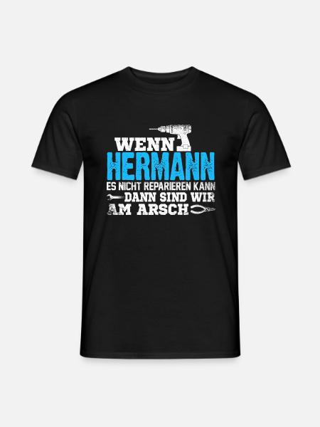HERMANN - kann es reparieren - Männer T-Shirt - Schwarz