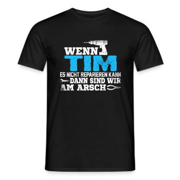 TIM - kann es reparieren - Männer T-Shirt - Schwarz - Vorne - AI Model Male 178 light (178cm)