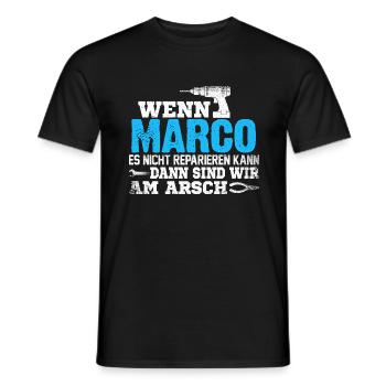 MARCO - kann es reparieren - Männer T-Shirt - Schwarz - Vorne - AI Model Male 178 light (178cm)
