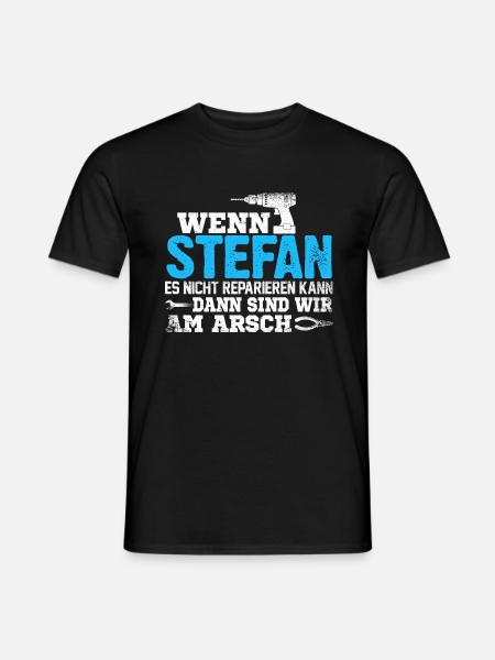 STEFAN - kann es reparieren - Männer T-Shirt - Schwarz