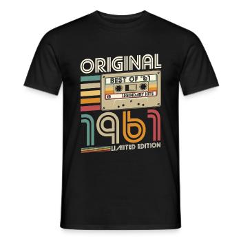 Born in 1961 Retro 1961 Birthday - Men's T-Shirt - black - Front - AI Model Male 178 light (178cm)