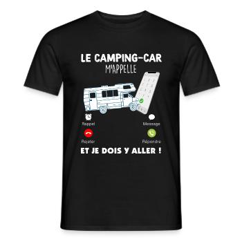 Camping-car citation drole pour papa campeur - T-shirt homme - noir - Devant - AI Model Male 178 light (178cm)