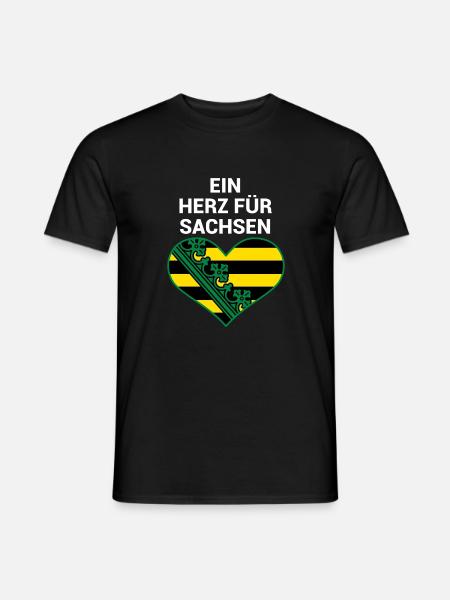 Ein Herz für Sachsen - Männer T-Shirt - Schwarz