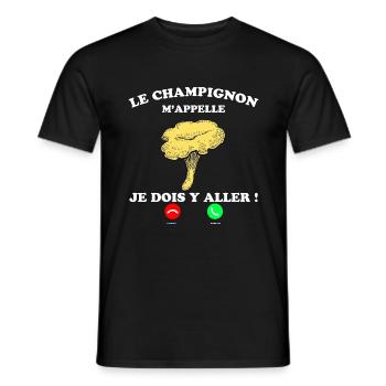 Le champignon cadeau humour passion girolle - T-shirt homme - noir - Devant - AI Model Male 178 light (178cm)