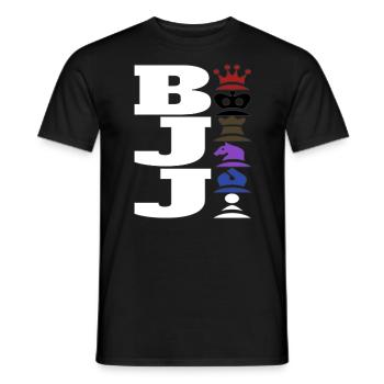 BJJ Brazilian Jiu Jitsu chess figures - Men's T-Shirt - black - Front - AI Model Male 178 light (178cm)