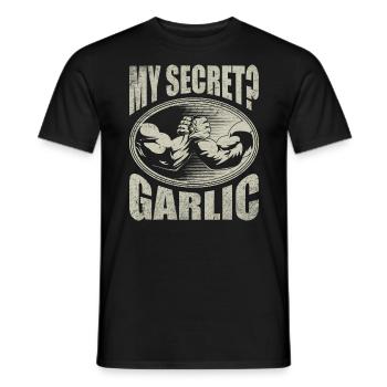 Mon secret? Bras de fer à l'ail - T-shirt homme - noir - Devant - AI Model Male 178 light (178cm)
