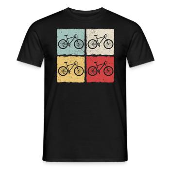 Bicycle Cyclist Wheel Retro Mountain Bike - Men's T-Shirt - black - Front - AI Model Male 178 light (178cm)