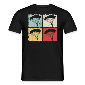 Parachutist Paraglider Retro - Men's T-Shirt - black - Front - AI Model Male 178 light (178cm)