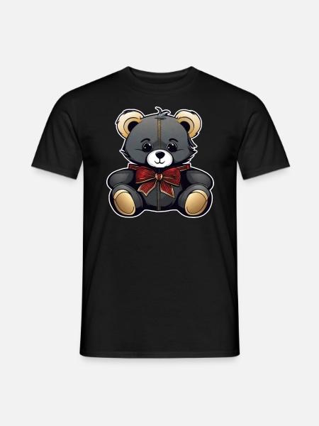 Niedlicher Teddy Bär mit Schleife - Männer T-Shirt - Schwarz