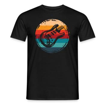 Gitarre Retro Grunge Circle - Männer T-Shirt - Schwarz - Vorne - AI Model Male 178 light (178cm)