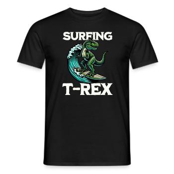 Surfing T-Rex - Men's T-Shirt - black - Front - AI Model Male 178 light (178cm)