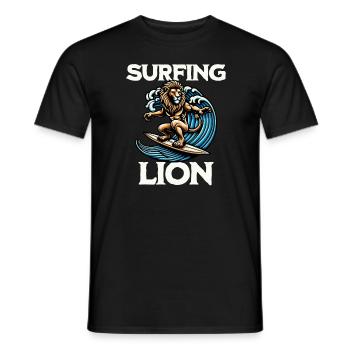 Surfing Lion - Men's T-Shirt - black - Front - AI Model Male 178 light (178cm)