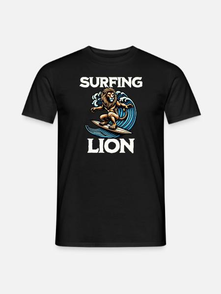 Surfing Lion - Men's T-Shirt - black