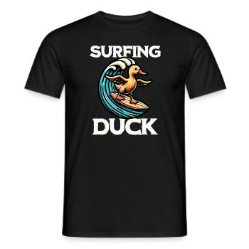 Surfing Duck - Men's T-Shirt - black - Front - AI Model Male 178 light (178cm)