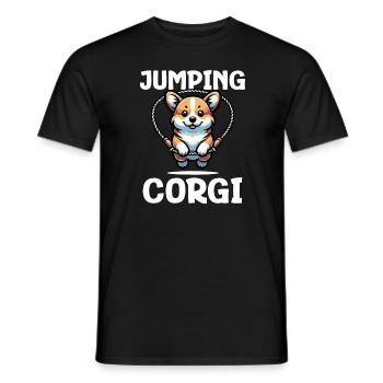 Jumping Corgi - Männer T-Shirt - Schwarz - Vorne - AI Model Male 178 light (178cm)