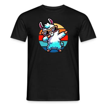 Dabbing Lama Vintage Sunset - T-shirt homme - noir - Devant - AI Model Male 178 light (178cm)