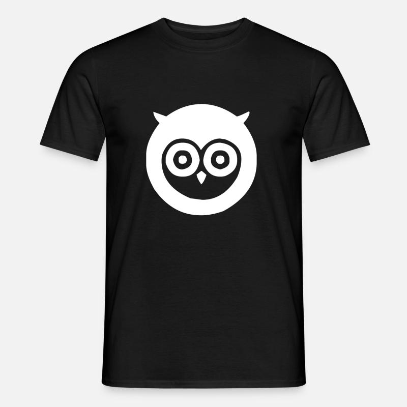 Eule mit großen Augen - Männer T-Shirt - Schwarz