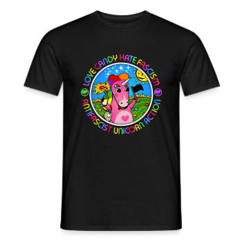 Love Candy Hate Fascism - Men's T-Shirt - black - Front - AI Model Male 178 light (178cm)