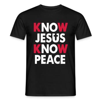 Know Jesus - Know Peace - Men's T-Shirt - black - Front - AI Model Male 178 light (178cm)