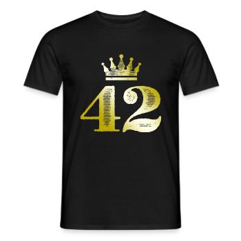 42 Zahl Krone Gold - Männer T-Shirt - Schwarz - Vorne - AI Model Male 178 light (178cm)