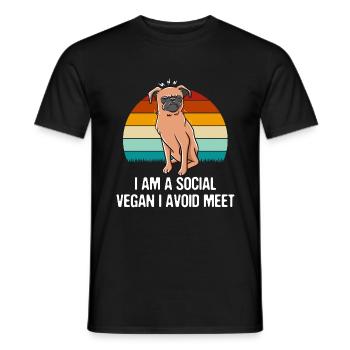 Je suis un végétalien social. J’évite sar - T-shirt homme - noir - Devant - AI Model Male 178 light (178cm)