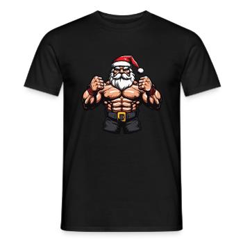 Santa Claus Muscles Gym Santa - Men's T-Shirt - black - Front - AI Model Male 178 light (178cm)
