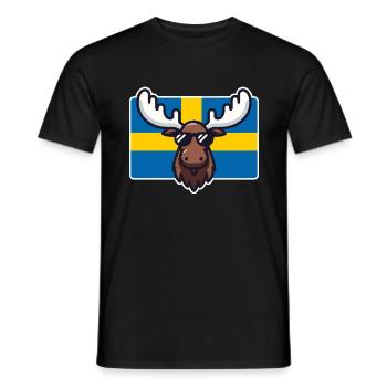 Moose with sunglasses and Swedish flag - Men's T-Shirt - black - Front - AI Model Male 178 light (178cm)