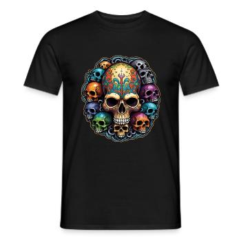 Decorative Large Skull with Small Skulls - Men's T-Shirt - black - Front - AI Model Male 178 light (178cm)