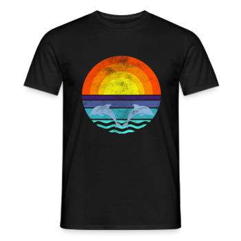 Dolphin Sea Sunset - Men's T-Shirt - black - Front - AI Model Male 178 light (178cm)