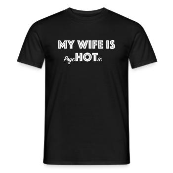 Ma femme est chaude | psychotique, sarcasme - T-shirt homme - noir - Devant - AI Model Male 178 light (178cm)