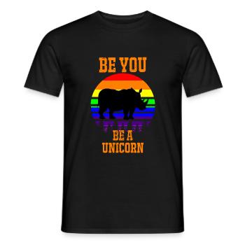 CSD - Be You Unicorn - Gay Lesbian Bisexual - Men's T-Shirt - black - Front - AI Model Male 178 light (178cm)