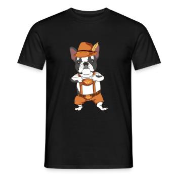 Französische Bulldogge Tracht Bayrisch Geschenk - Männer T-Shirt - Schwarz - Vorne - AI Model Male 178 light (178cm)