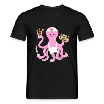 Kraken-Sushi-Chef, Kraken-Hemd, niedliche Krake - Männer T-Shirt - Schwarz - Vorne - AI Model Male 178 light (178cm)