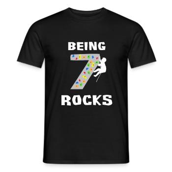 Being 7 Rocks Rock Climbing Bouldering Birthday - Men's T-Shirt - black - Front - AI Model Male 178 light (178cm)