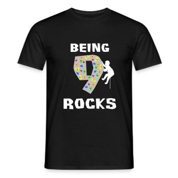 Being 9 Rocks - Rock Climbing 9th Birthday Gift - Men's T-Shirt - black - Front - AI Model Male 178 light (178cm)