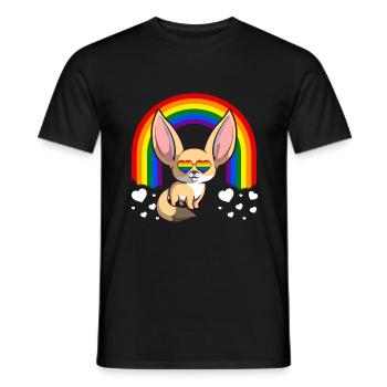 LGBT Gay Pride Rainbow Fennec Fox - Men's T-Shirt - black - Front - AI Model Male 178 light (178cm)