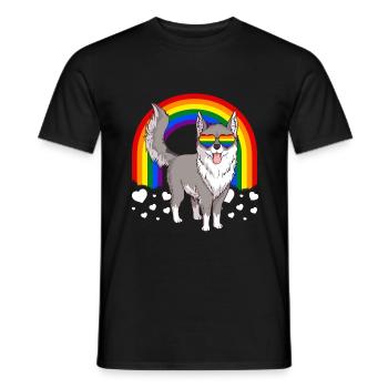 LGBT Wolf Gay Pride Rainbow - Men's T-Shirt - black - Front - AI Model Male 178 light (178cm)