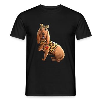 Bloodhound Dog I Love Mom Tattoo - Men's T-Shirt - black - Front - AI Model Male 178 light (178cm)
