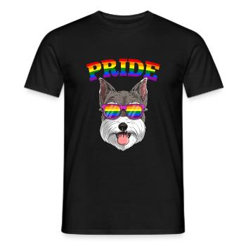 Gay Pride Schnauzer Hund mit LGBT Regenbogen - Männer T-Shirt - Schwarz - Vorne - AI Model Male 178 light (178cm)