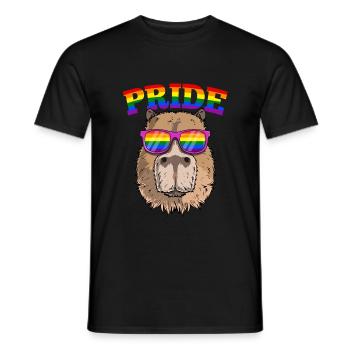 Homosexuell Stolz Capybara mit LGBT Regenbogen Sonnenbrille - Männer T-Shirt - Schwarz - Vorne - AI Model Male 178 light (178cm)